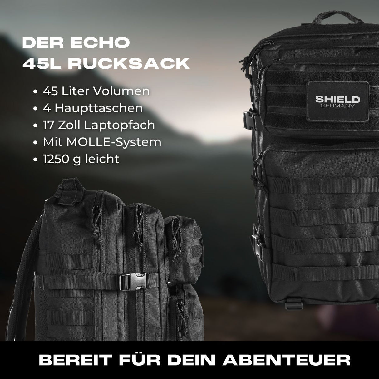 45L backpack ECHO in black